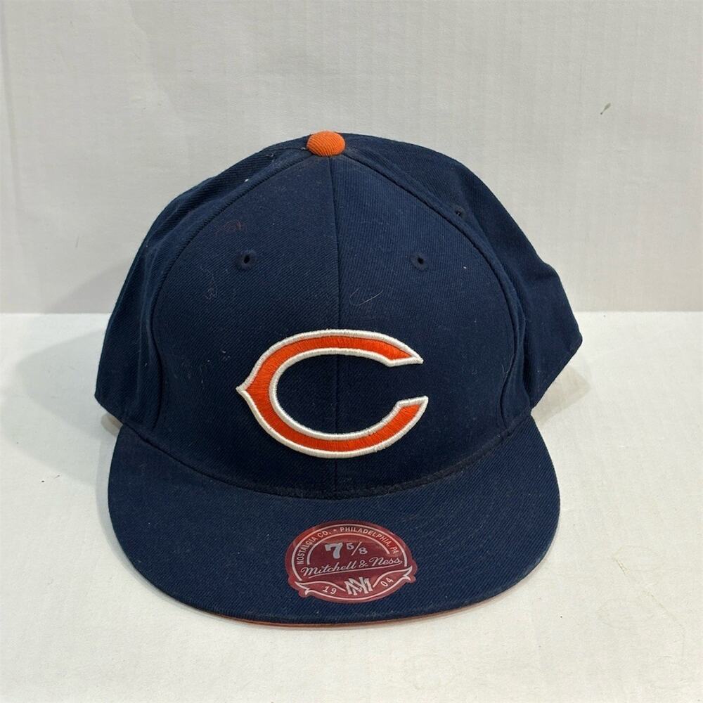 Mitchell & Ness Chicago Bears Fitted Hat Cap Navy Orange Under Brim 7 5/8